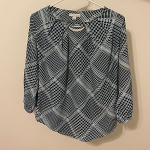 Woman’s New York and Company Blue, Black, Cream top. Size S